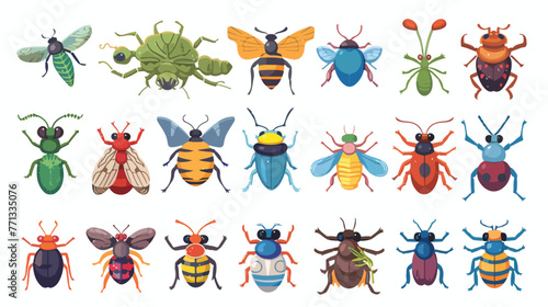 Cartoon Insect cartoon collection set flat vector