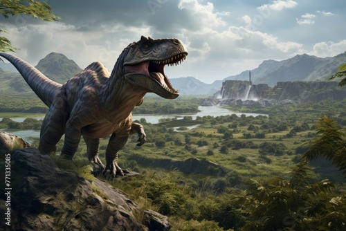 Majestic T-Rex overlooking prehistoric landscape © Michael Böhm