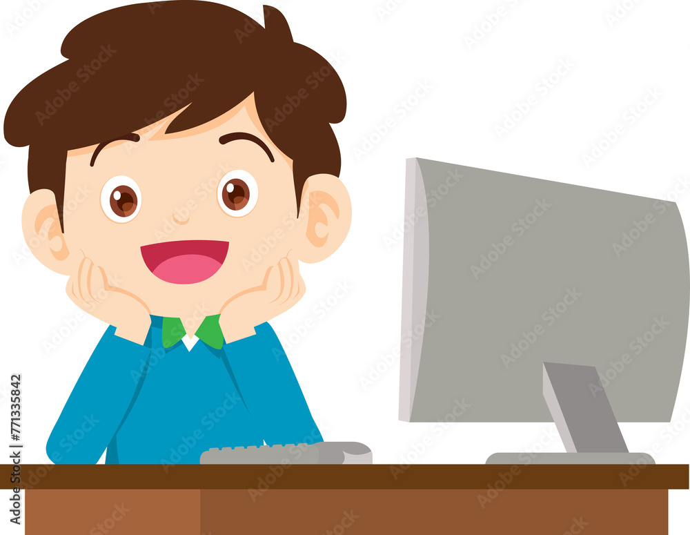 cute child sitting use computer to study cute child sitting use computer to study