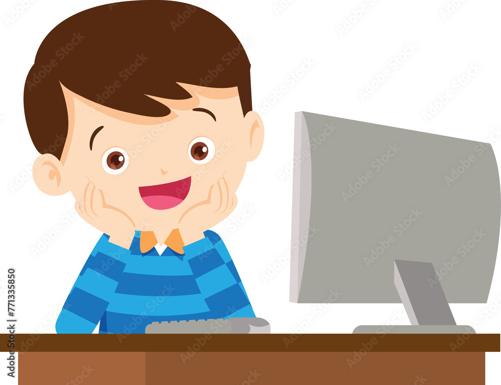 cute child sitting use computer to study cute child sitting use computer to study