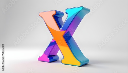 3d of alphabet letter "X" on white background 