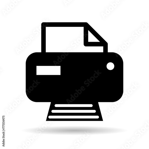 Printer document web shadow icon, printout machine technology flat sign vector illustration