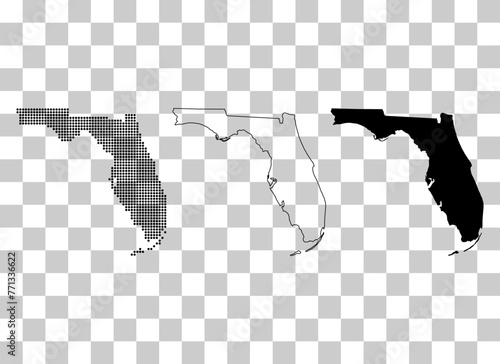Set of Florida map, united states of america. Flat concept icon vector illustration
