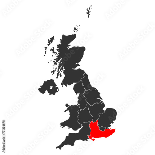 South east of United Kingdom of Great Britain and Northern Ireland map, detailed web vector