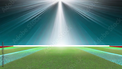 an empty artificial field with a light beam