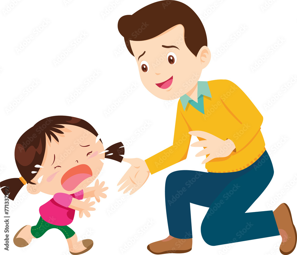 Comforting sad children with parent or teacher Comforting sad children with parent or teacher