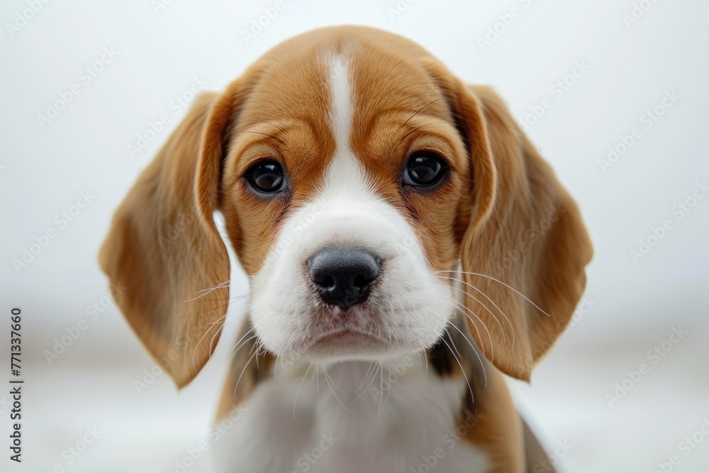 Discovering the World: Adorable Purebred Beagle Puppy Learning in White and Brown Surroundings