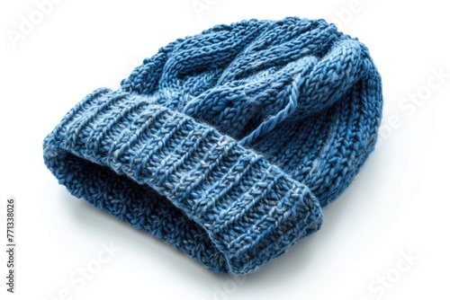 Knit Stocking Cap for Winter Warmth. Isolated Winter Hat with Clipping Path and Threaded Cotton Cover