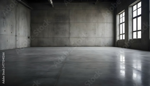 Grunge concrete cement floor with dark vignette in industrial building can use for texture and background © Awais05