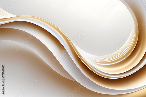 White and Golden Abstract Wave Background, Modern Aesthetic Smooth Curves Background
