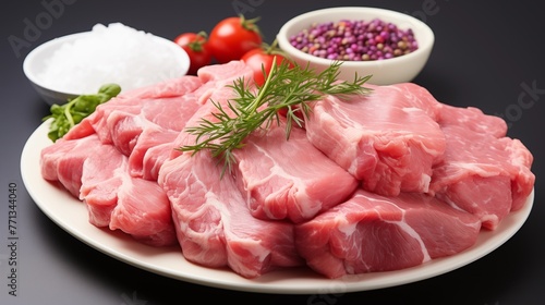 Fresh Raw Pork and Sides.