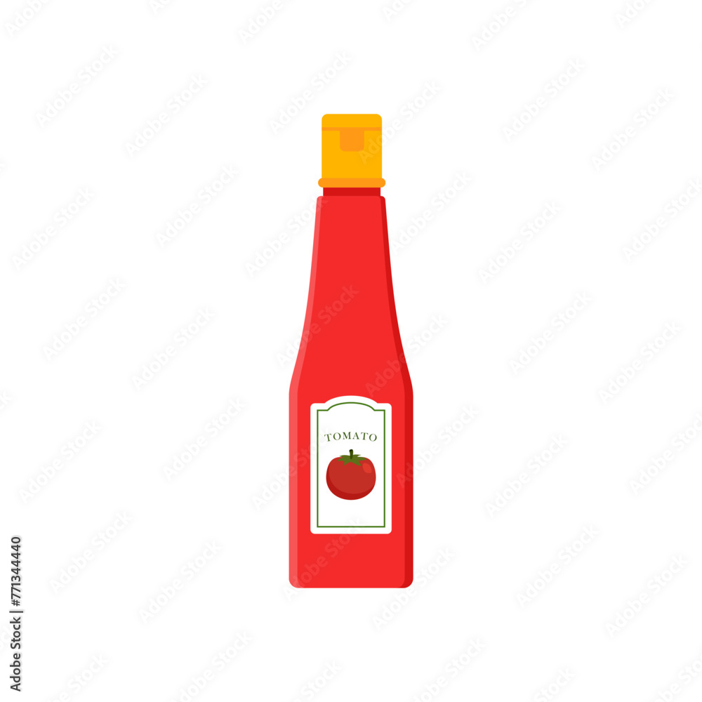 tomato ketchup flat design vector illustration. Bottle tomato red sauce healthy organic vegetarian natural vegetable symbol vector icon. Kitchen ketchup food tomato ketchup flat design vector illustration. Bottle tomato red sauce healthy organic vegetarian natural vegetable symbol vector icon. Kitchen ketchup food