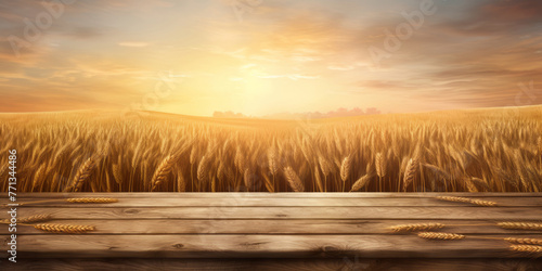 A wheat field with a wooden background presents layered imagery with subtle irony, tabletop photography, firecore, and panel composition mastery.