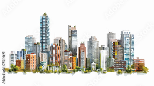 CG rendering of City flat vector isolated on white background