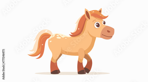 Cute Cartoon pony horse isolated on white background