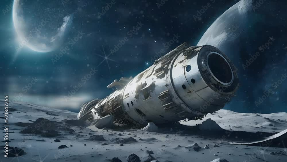 rocket wreck in space rocket wreck in space