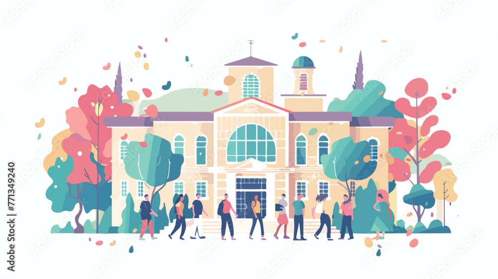 Education campus and university illustration with tin