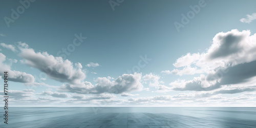 Nice Blue Sky with Floor Background with Beautiful Clouds Empty Landscape © Ali