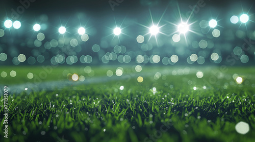 Football field with green grass and lights abstract football or football background illustration background advertising background advertising background 3d background