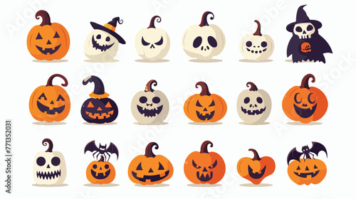 Halloween Icon Set flat vector isolated on white background
