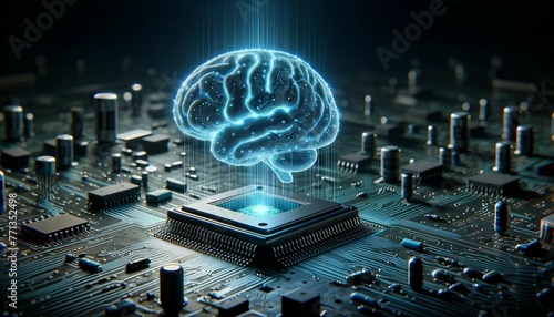 Holographic Brain on Circuit Board Technology Concept