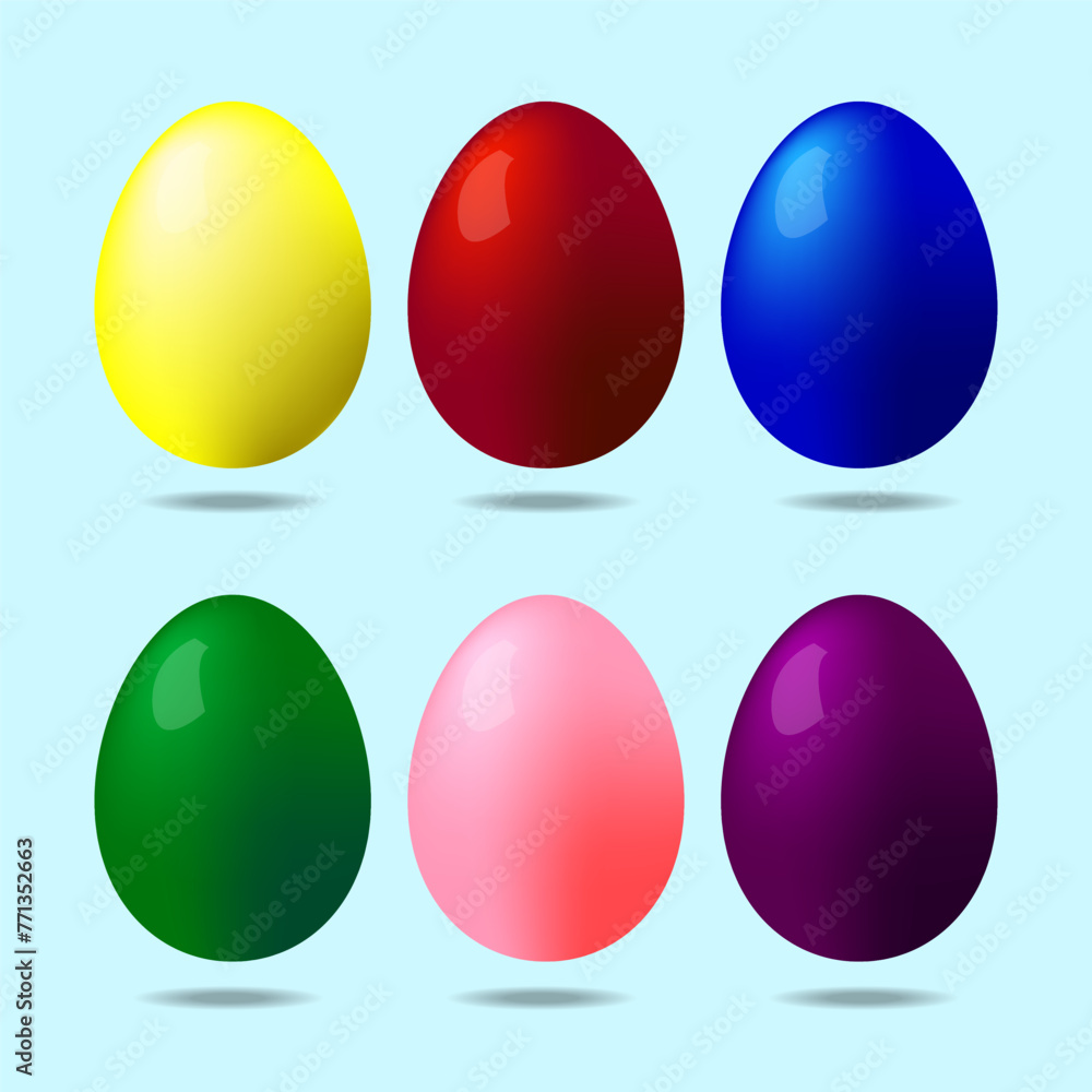 Happy Easter Eggs. Set of different colored easter eggs. Vector illustration Happy Easter Eggs. Set of different colored easter eggs. Vector illustration