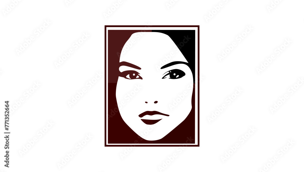 Beautiful woman face, black and brown isolated silhouette Beautiful woman face, black and brown isolated silhouette