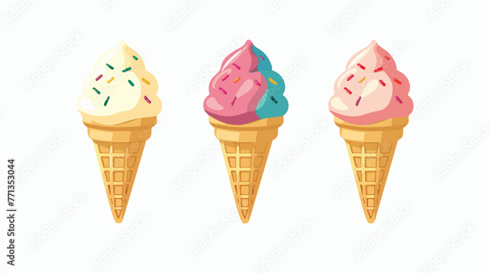 Ice cream in the waffle cone logo. Ice cream cone vector