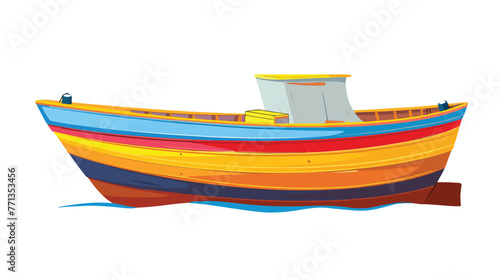 Illustration of isolated cartoon colorful boat on white