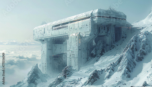 Fototapeta Naklejka Na Ścianę i Meble -  futuristic spacestation architecture in a science fiction landscape