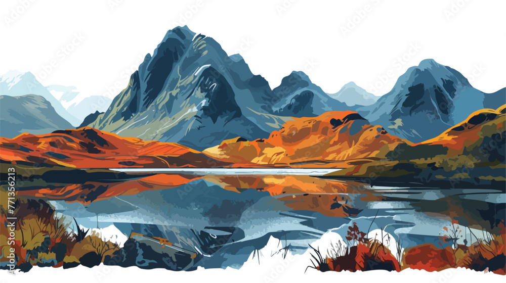 Mountains Scotland. Digital painting art