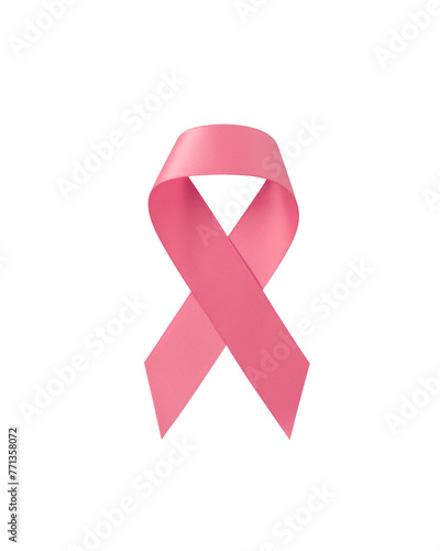 Pink awareness ribbon isolated on white background