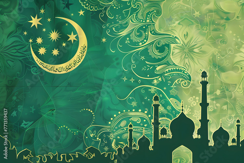 Pakistan Day Mosque Pattern Template, Flat Design photo