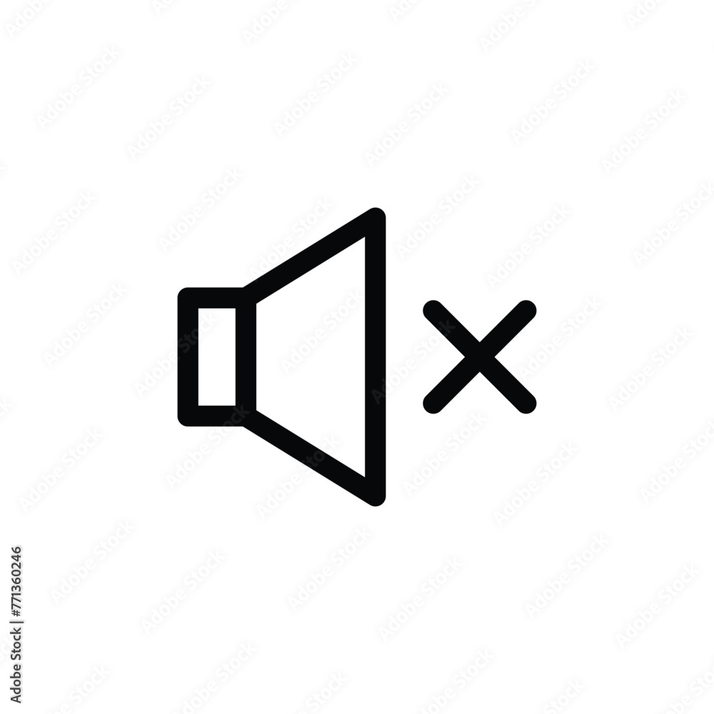 Mute vector icon. Sound off flat sign design. No sound symbol pictogram. Silent mode icon. Mute sign. Audio speaker sign. UX UI icon Mute vector icon. Sound off flat sign design. No sound symbol pictogram. Silent mode icon. Mute sign. Audio speaker sign. UX UI icon