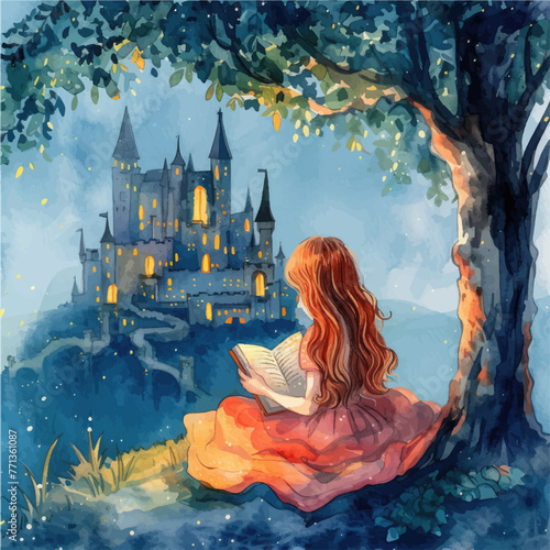 Beautiful girl reading a book