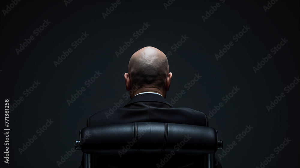 CEO o director de espaldas en contemplación ante la sala de juntas vacía - obrazy, fototapety, plakaty 