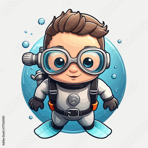Cute Diver Cartoon Design Very Cool © VELI