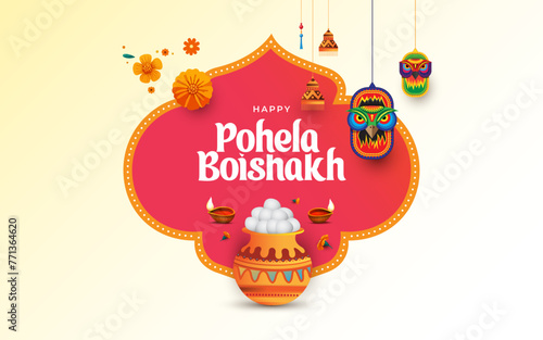 Bengali New Year, Pohela Boishakh Greeting, Nabo Borsho Background Design Vector Illustration