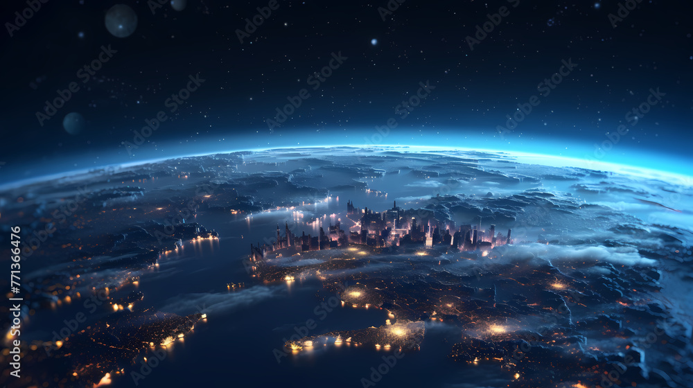 Naklejka premium Planet Earth ,city lights seen from space