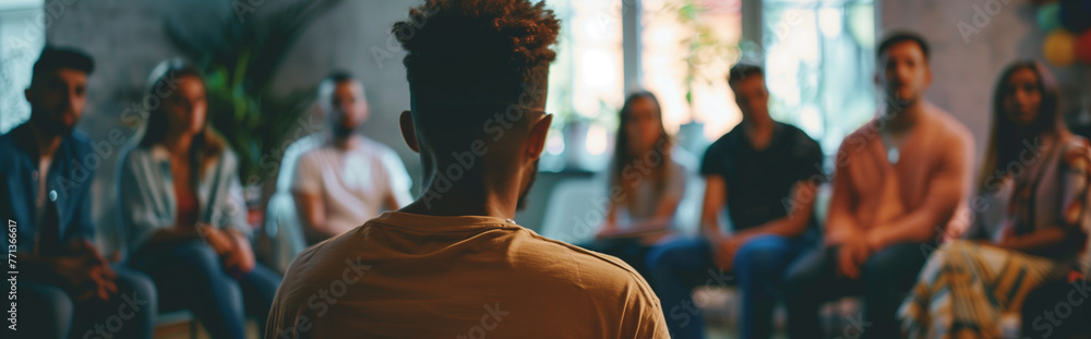 Fototapeta premium Support group meeting with professional.Generative AI