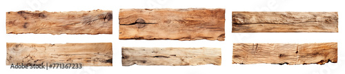 Set of rough wooden planks, cut out
