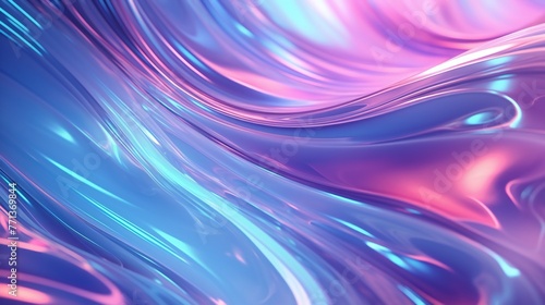 Cosmic Cascades: Heavenly top view of 3D holographic waves, cascading in celestial hues.
