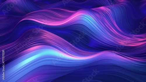 Cybernetic Currents: Top-down view of dynamic 3D holographic waves, pulsating with digital energy.