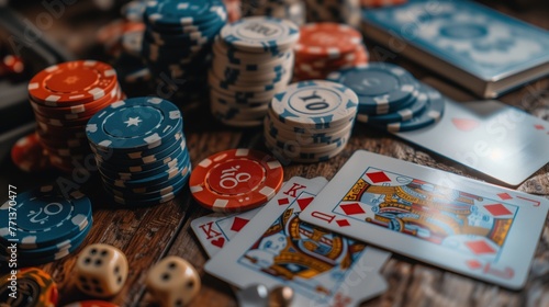 cards with casino gambling chips