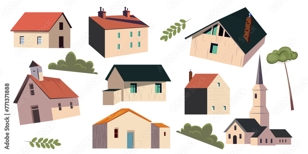 Set of vector houses, design elements Set of vector houses, design elements