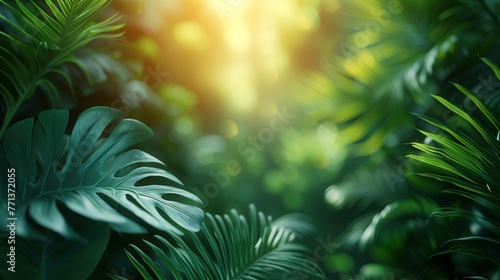 background of fresh leaves of tropical plants © Olexandr