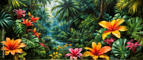 Tropical floral background © vvicca