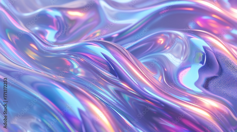 Ethereal Liquid Waves: Soft, flowing waves dance gracefully in a mesmerizing holographic liquid. Ethereal Liquid Waves: Soft, flowing waves dance gracefully in a mesmerizing holographic liquid.