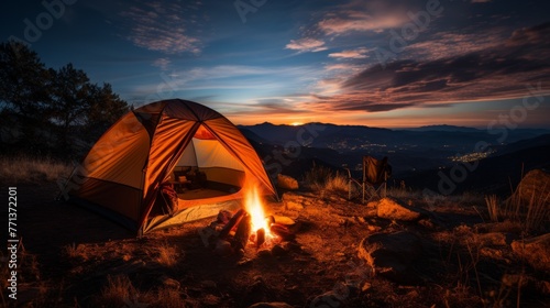 Camping under the stars in the mountains