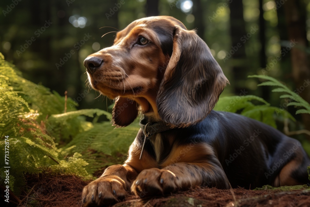 A Spaniel Dog in the Woods
